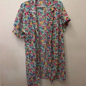 Floral Short Sleeve Kimono - Multicolor
